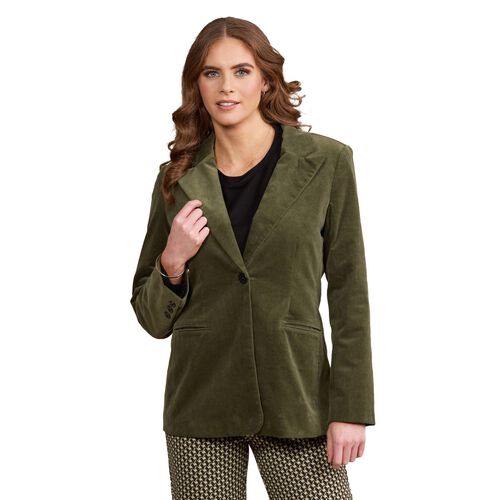 Vassalli Shaped Lined Cord Blazer With Back Splits And Button Cuff Detail